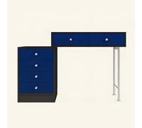Vanity e cassettiera combinati | Toeletta in legno massello, dotata di spazio contenitivo, ideale per la camera da letto o il soggiorno(Blue,Model B)