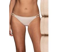 Vanity Fair Illumination String Bikini Panties, Silky Stretch & Satin Trim Intimo in Stile, Confezione da 3-Rosa Beige, 0 (Pacco da 3) Donna