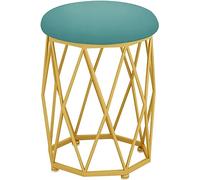 Vanity Footrest Sgabello in velluto rotondo sgabello moderno sedia da salsa imbottita sedile laterale con gamba in metallo oro ， sgabello da salsa nordica, sgabello da toeletta da trucco (colore: a)