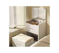 Vanity - Mobile da letto compatto con luci a LED e specchio ribaltabile (altezza 45 cm), elegante tavolo da trucco per piccoli spazi, design moderno, perfetto per ragazze e donne