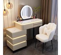 Vanity - Mobile da trucco con luce LED regolabile in 3 colori, con specchio, per donne e ragazze, 80 x 40 x 76 cm, design elegante e moderno