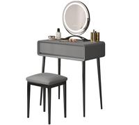 Vanity - Mobile da trucco moderno con cassetti regolabili in 3 colori, sgabello imbottito e maniglie nascoste, ideale per camera da letto, 60 cm, perfetto per le donne