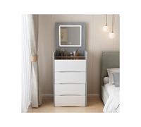 Vanity - Mobile da trucco moderno con grande specchio e illuminazione, elegante tavolo da toeletta grigio con cassetti, ideale per camera da letto o spogliatoio