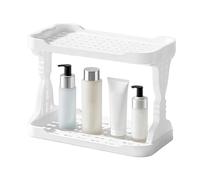 Vanity Organizer - Scaffale portaoggetti per cancelleria, ripiano multiuso a doppio strato per condimenti, trucchi, articoli da toeletta e forniture per ufficio, organizer da scrivania per bagno