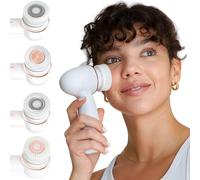 Vanity Planet Raedia 2.0 - Spazzola per la pulizia del viso, 4 testine intercambiabili, colore bianco, esfoliante per la pulizia quotidiana del viso, per pelli luminose e soggette all'acne, in