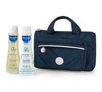 Mustela Vanity Set 2024, Borsa e Pochette con Prodotti Bagnetto Neonato, Corpo, Capelli, Cambio Pannolino, Neonati e Bambini - Fin Dalla Nascita, Idea Regalo Neonato (Colore Blu)