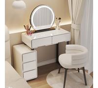 Vanity - Specchio con LED touch, perfetto per ragazze e donne, elegante arredamento per camera da letto, decorazione per la casa, tavolo da toeletta da 80 cm con specchio illuminato.