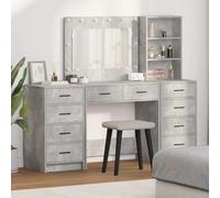 Vanity Table, tavolo da toeletta con cassetti, 3 pezzi, grigio, 40 x 41 x 135 cm, materiale in legno, per donne, può essere assemblato rapidamente