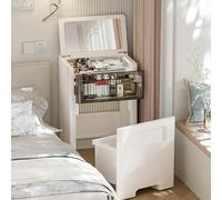 Vanity - Tavolo da trucco compatto con luci e sgabello, per piccole camere da letto e appartamenti, scrivania moderna per una routine di bellezza senza sforzo