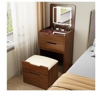 Vanity - Tavolo da trucco compatto con luci LED, 3 modalità di colore, tavolino salvaspazio da donna, console moderna per camera da letto con sgabello
