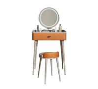 Vanity - Tavolo da trucco girevole a 360°, con 3 luci colorate, sgabello regolabile, tavolo da toeletta Rockboard (beige, 60 cm/ge 59,9 cm), elegante stazione per il trucco per gli appassionati di