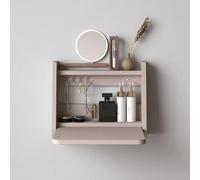Vanity - Tavolo da trucco sospeso con specchio, mensola salvaspazio in legno per camera da letto e bagno