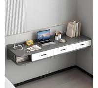 Vanity - Tavolo da trucco sospeso con vano portaoggetti, angolare, per camera da letto e bagno, elegante, grigio, 140 cm, per parrucchieri