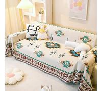 VANJOROY Aztec Navajo, grande coperta per divano, con nappe, 100% cotone intrecciato a mano, stile tribale, etnico, bohémien, per divano, letto, 2 o 3 posti e divani (230 x 250 cm)