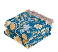 VANJOROY Coperta grande per divano in 100% cotone biologico, 230 x 250 cm, double-face, morbida, lussuosa, per divano a 2 o 3 posti, poltrona, divano e copriletto. Blu/Giallo