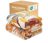 VANJOROY Coperta per Divano Grande in Musola 100% Cotone, Morbida e Amica della Pelle, Copriletto di Lusso Bohemian per Divani a 2 o 3 Posti, Poltrone, Divani e Copriletto. 150 x 200 cm - Beigebianco