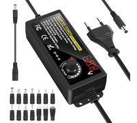 Vankarr Alimentatore Universale 3A 72W, Regolabile DC 3V-24V Adattatore di Alimentazione, Ingresso 100V-240V AC a DC con 14 Connettori e Convertitore di Polarità, Max 3A