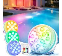 Vankarr Luci Piscina Subacquea con Telecomando, Luce Sommergibili Piscina Luci per Laghetto, LED Impermeabili per Acquario, Stagno (4 Pezzi)