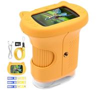 Vankarr Microscopio Bambini Portatile,1000X Microscopio Digitale,con 2.4" IPS Pollici ＆ 8 LED Luce,USB Ricaricabile,per Casa e Esterni, Regalo di Natale per Bambini 3-12 Anni