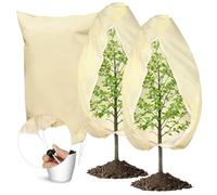 Vankarr Telo per Piante Antigelo,3 PCS Copertura Piante Inverno Antigelo Tessuto Non Tessuto Antigelo per Piante in Pile da Giardino con Couliss,120 x 80 cm,Beige
