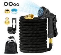 Vankarr Tubo Acqua Giardino Flessibile Estensibile 30m Doccetta Attacco Rubinetto 1/2 e 3/4 con 8 Funzioni con Custodia Portagomma per Giardino Camper Campeggio Lavanderia Animali