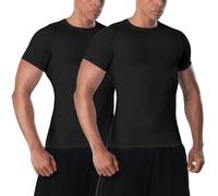 VanKee Top a Compressione per Uomo T-Shirt da Corsa a Manica Corta Maglie Traspiranti a Rete Ascellare a Rapida Asciugatura Strato Base per Palestra Sport Allenamento Ciclismo