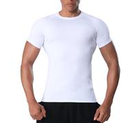VanKee Top a Compressione per Uomo T-Shirt da Corsa a Manica Corta Maglie Traspiranti a Rete Ascellare a Rapida Asciugatura Strato Base per Palestra Sport Allenamento Ciclismo