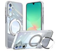 Vanki Custodia per Samsung Galaxy A26 5G, compatibile con Mag-Safe con supporto A26, magnetica, con supporto ad anello a 360°, trasparente, protezione dalle cadute per Samsung A26 (bianco)
