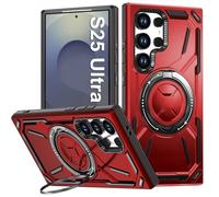 Vanki Custodia per Samsung Galaxy S25 Ultra con supporto magnetico ad anello a 360°, militare, antiurto, per Samsung S25 Ultra Case, antigraffio, per Galaxy S25 Ultra (rosso)