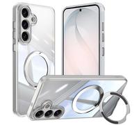 Vanki Custodia per Samsung Galaxy S26 5G, compatibile con Mag-Safe con supporto S26, magnetica, con supporto ad anello a 360°, trasparente, protezione dalle cadute per Samsung S26 (bianco)