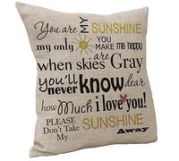 Vanki Letters Printed serial Cotton Linen Square Decorative Throw Pillow Case Cushion Cover 18 x 18 inches , you are My Sunshine Sayings pattern by Vanki