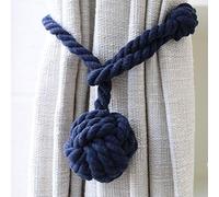 Vankra - Coppia di fermatende con nappa, fatti a mano, in corda di cotone Blu scuro