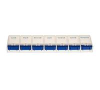 Vanlo - Portapillole con 7 scomparti per una settimana, in bianco/blu con apertura, portapillole, portapillole, portapillole, portapillole, portapillole, portapillole - francese