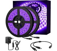 VANLUDA Striscia di luce nera 10 m raggi UV luce nera 600 pezzi 2835 LED 12 V 2A flessibile per illuminazione decorativa per feste