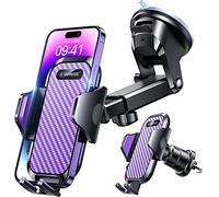 VANMASS Best - Supporto per telefono da auto, con ventosa e clip, girevole, universale, per cruscotto, parabrezza, furgoni, accessori per auto per iPhone 15 Pro Max 14 13 12 8, viola