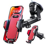 VANMASS Supporto per cellulare di classe militare, con ventosa più forte e gancio di ventilazione, 4 in 1, girevole a 360°, per iPhone, Samsung, ecc., rosso