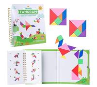 Vanmor Puzzle Tangram da viaggio con 2 set di piastre magnetiche, forma Montessori e blocchi di modello, puzzle per viaggi in auto, con 368 opzioni di soluzione, giocattolo educativo IQ Book