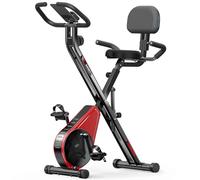 VANNECT Cyclette Pieghevole con Schienale e 16 Livelli di Resistenza, Magnetiche Cyclette da casa con fascia di resistenza