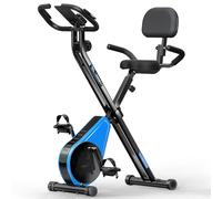 VANNECT Cyclette Pieghevole con Schienale Ergonomico, Cyclette da Casa con 16 Livelli Resistenza Magnetica, Misurazione Manuale Pulsazioni, Monitor LCD, Sedile di Comfort per Casa e Ufficio 160KG