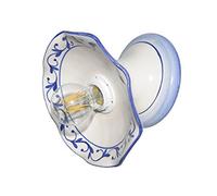 VANNI LAMPADARI - Applique da Parete Interno Edera - Lampada da Parete Monoblocco in Ceramica- Applique da Interno Decorata a Mano - Applique Camera da Letto - Bagno - Cucina - Soggiorno, Blu