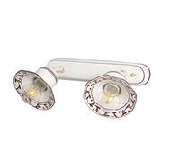 VANNI LAMPADARI - Applique da Parete Interno Edera - Lampada da Parete Orientabile 2 Luci in Ceramica Decorata a Mano - Applique Camera da Letto - Bagno - Cucina - Soggiorno, Marrone