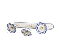 VANNI LAMPADARI - Applique da Parete Interno Edera - Lampada da Parete Orientabile 3 Luci in Ceramica Decorata a Mano - Applique Camera da Letto - Bagno - Cucina - Soggiorno, Blu