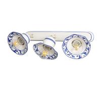 VANNI LAMPADARI - Applique da Parete Interno Edera - Lampada da Parete Orientabile 3 Luci in Ceramica Decorata a Mano - Applique Camera da Letto - Bagno - Cucina - Soggiorno, Blu