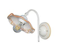 VANNI LAMPADARI - Applique da Parete Interno Edera - Lampada da Parete Orientabile con Braccio- in Ceramica Decorata a Mano - Applique Camera da Letto, Bagno, Cucina, Soggiorno- Ocra