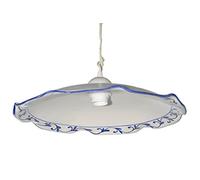 VANNI LAMPADARI - Lampadario a Sospensione Edera in Ceramica per Camera da Letto, Soggiorno, Cucina, Bagno - Decorato a Mano - Made in Italy - 40 cm - Blu