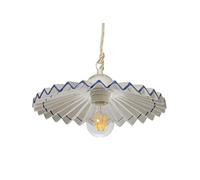 VANNI LAMPADARI - Lampadario a Sospensione Plissè in Ceramica Decorato a Mano per Soggiorno, Camera da Letto, Taverna, Cucina - 30 cm, Blu