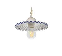 VANNI LAMPADARI - Sospensione Plissè in Ceramica - Lampadario Decorato a Mano per Soggiorno, Camera da Letto, Taverna, Cucina - Stile Rustico - 20 cm, Blu
