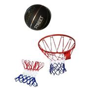 VANNISPORT Canestro Basket Pallacanestro da Muro in Ferro regolamentare Diametro 46 cm Per Esterno ed Interno + Rete in Nylon di Ricambio + Pallone Basket misura 7