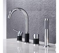 Vano moderno doccia mixer tocco da bagno miscelatore tocco da bagno a 4 buche miscelatore tap set termostato tocchetto tocco bianco + rubinetto di riempimento della vasca da bagno oro, nero e oro LWX