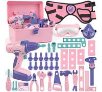 Vanplay Giochi Bambini 3 Anni Cassetta Attrezzi Bambini Attrezzi Giocattolo con Trapano Elettrico Attrezzi Lavoro Regalo di Natale Ragazza 3 4 5 6 7 Anni (52 Pezzi)